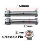 Mini Digger Bucket Pins 25mm 32mm Hex Head Greasable (Set of 2)