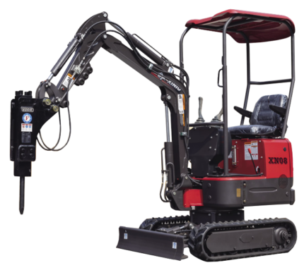 Mini Digger Rhinoceros XN08 - Swing Boom Includes 200/300/500 Bucket & Removable Roof